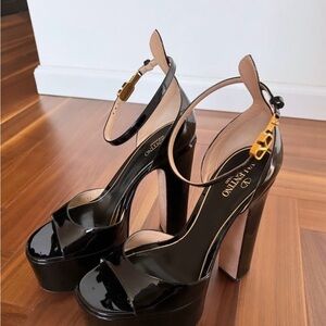 Valentino Glossy Black Platform Heels. Comes with the receipt.
